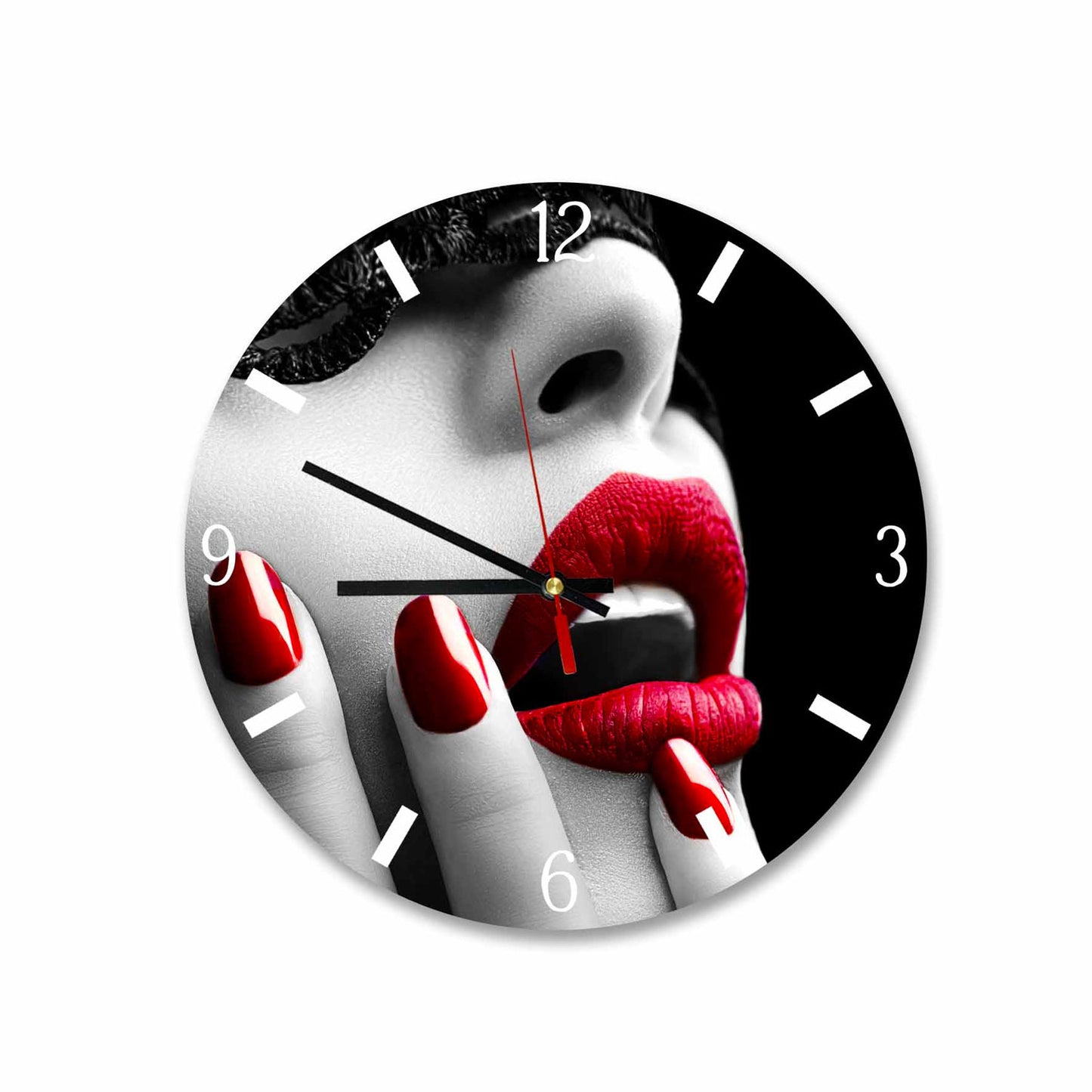 FELLY Red Lips Acrylic Wall Clock