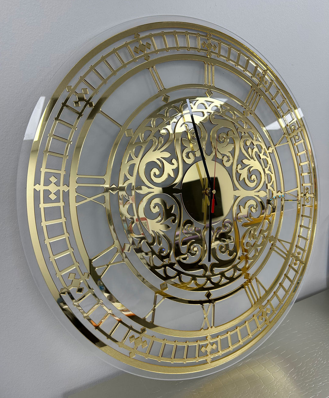 ARABESCO Modern Acrylic Mirror Art Wall Clock