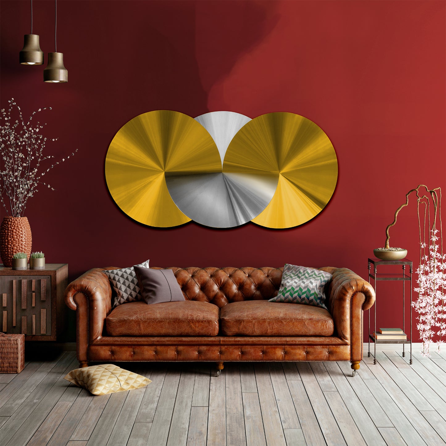 PALC-40 SILOR 3D Yellow & Silver Laser Circles Cut Acrylic Prints