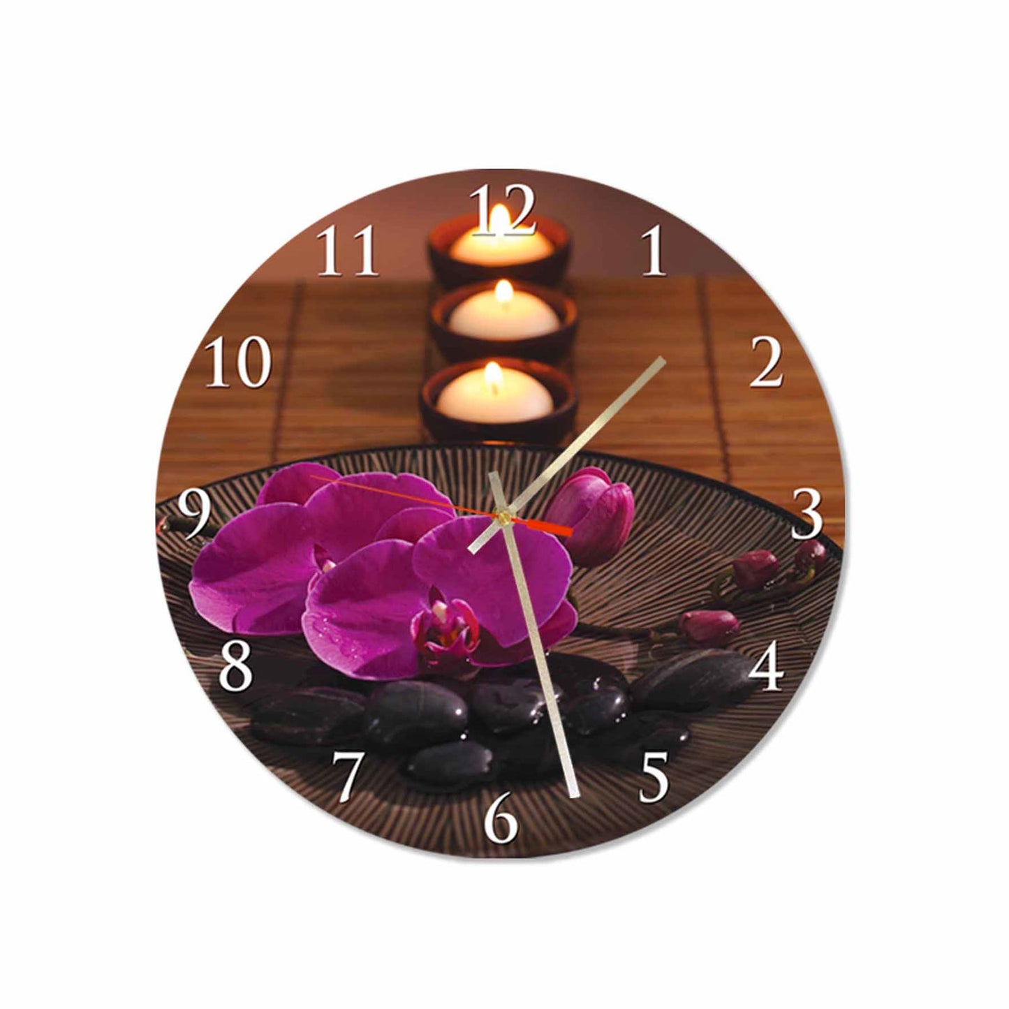 BRAVO Orchids and Candles Acrylic Wall Clock