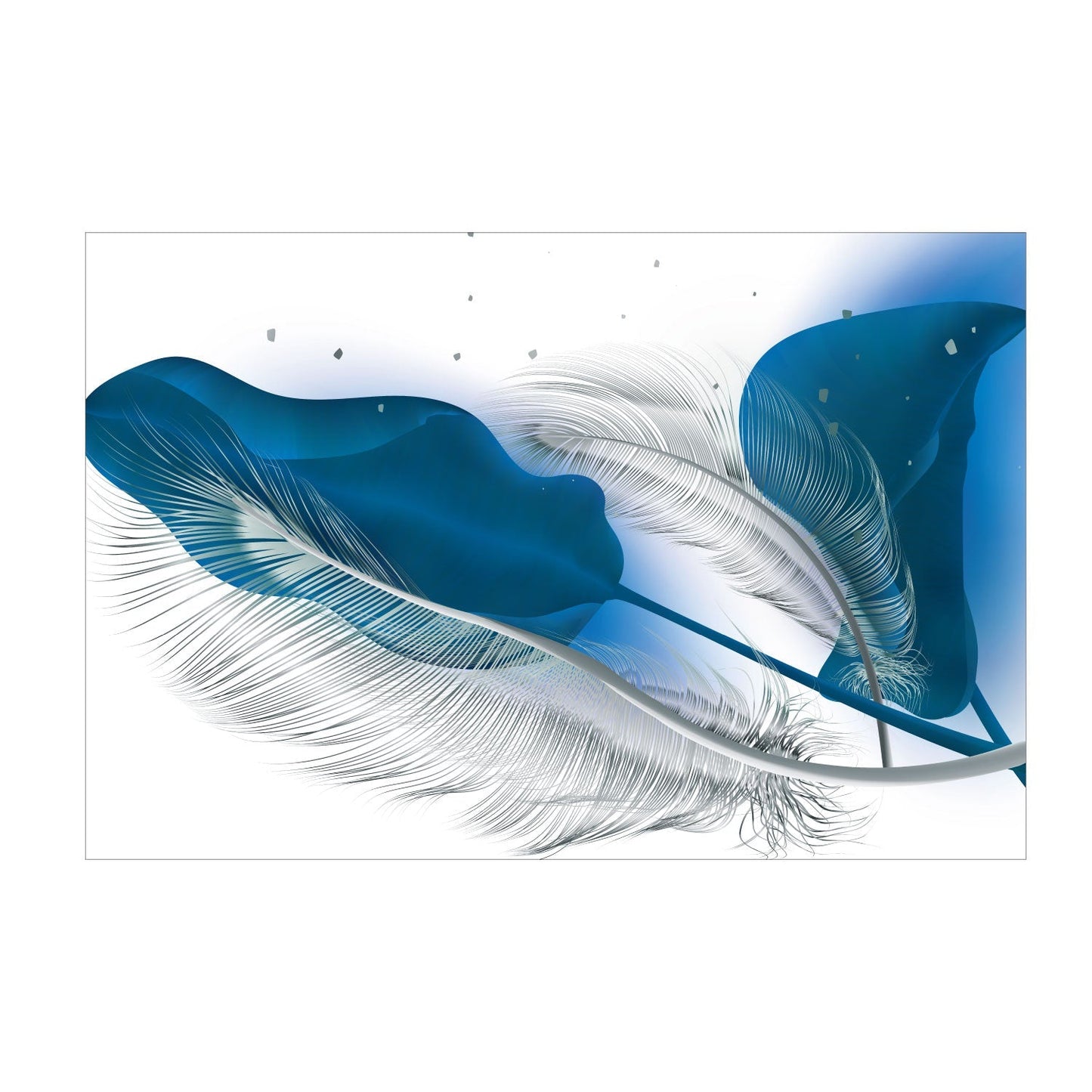 PALC-42 LEAVES Turquoise, Gold / Silver Feather Modern Acrylic Wall Art