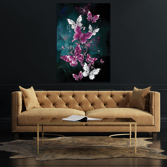 FAIRY Butterfly Modern Wall Art Purple / Gold