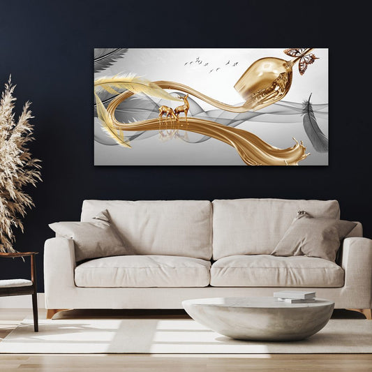 SULC-43 GOLDEN Deer and Wine Acrylic Wall Art Print