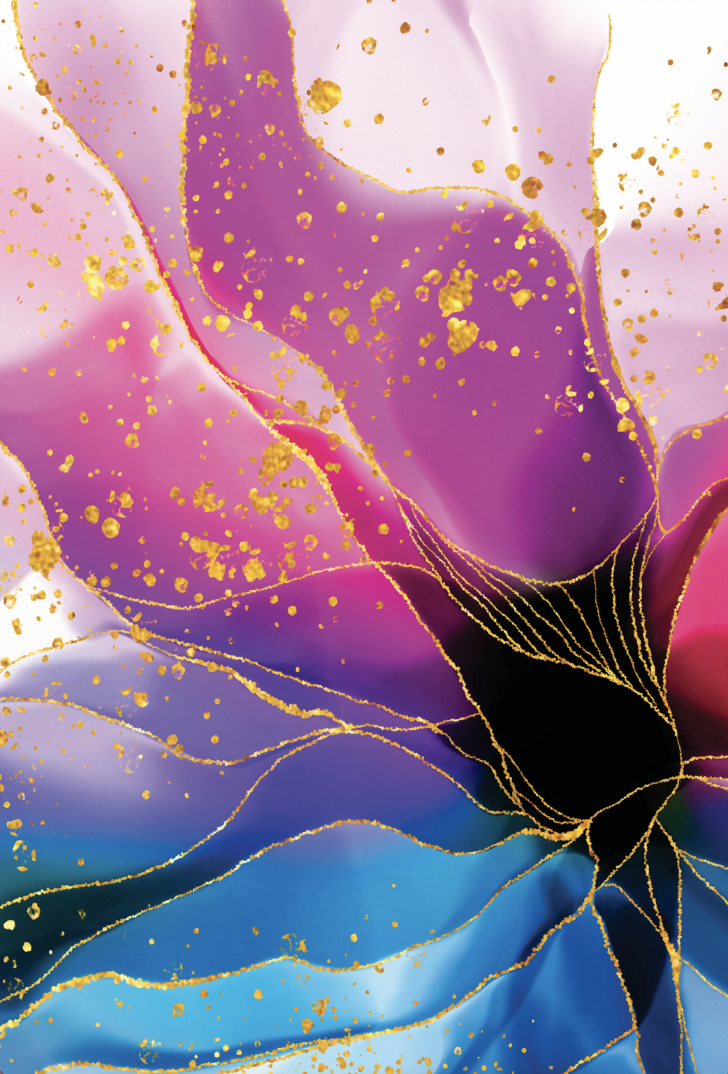 SULC-51 CATE Multi Colored Floral Modern Acrylic Wall Art