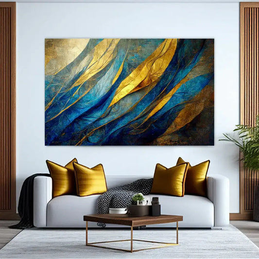 GILDED Blue and Gold Horizon Modern Acrylic Wall Art