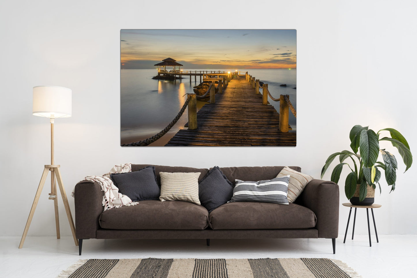 PIER Bridge Between Sunset Modern Acrylic Wall Art