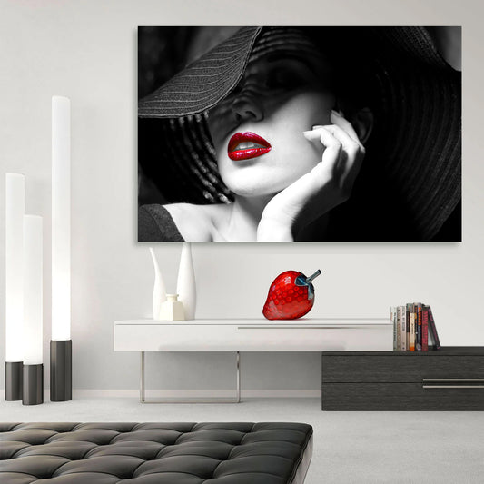 SHADA Lady with Hat Tempered Glass Print