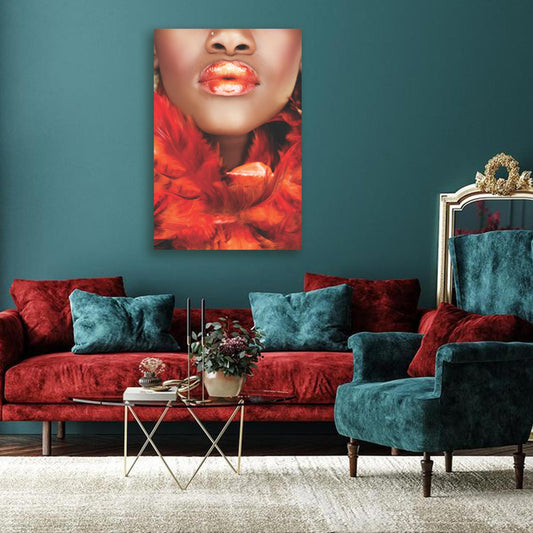PROFS Lady with Red Glitter Tempered Glass Print