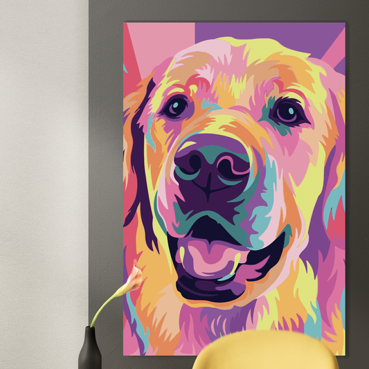 GOLDEN Retriever Pop Art Modern Acrylic Wall Art