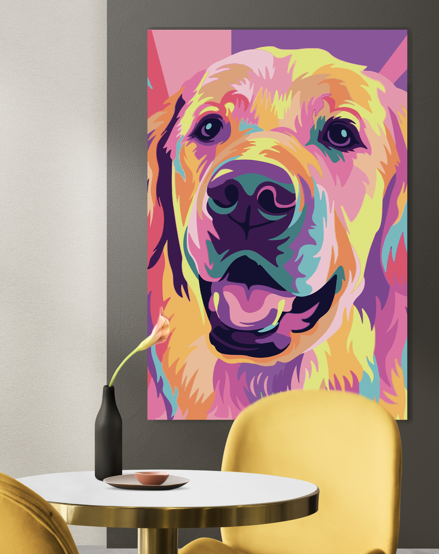 GOLDEN Retriever Pop Art Modern Acrylic Wall Art